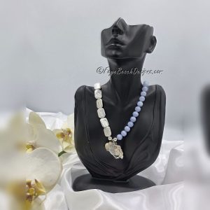 Blue Lace Agate and Freshwater Pearls Necklace
